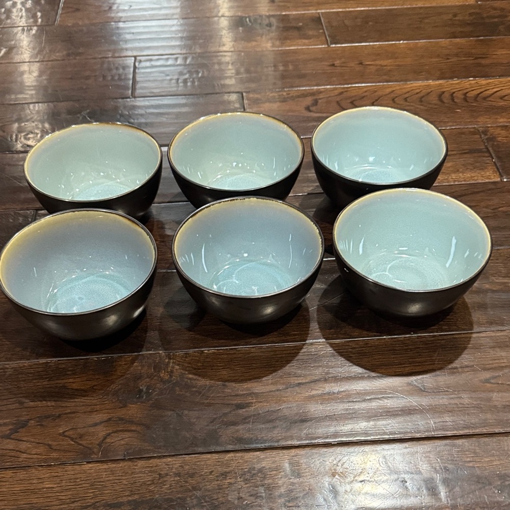 Set of 3 Rustic Copper & Turquoise Bowls.